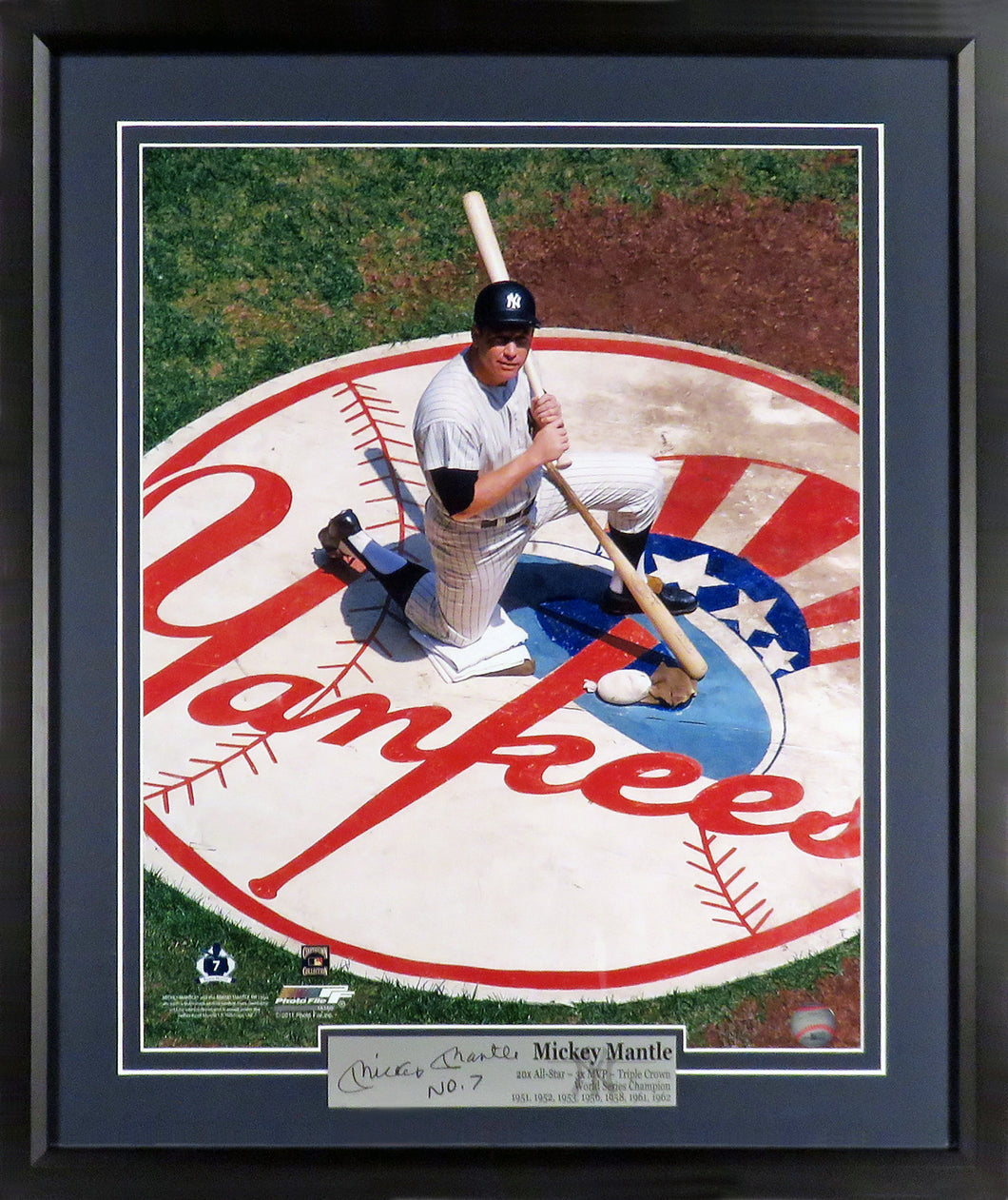 New York Yankees Mickey Mantle 16x20 Framed Photograph (Engraved Series)