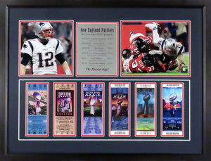 New England Patriots "6x Super Bowl Champions" Framed Tickets Display