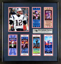 Load image into Gallery viewer, New England Patriots &quot;6x Super Bowl Champions&quot; Framed Tickets Display
