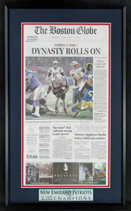 New England Patriots"Super Bowl LIII Champions” Boston Globe Framed Newspaper