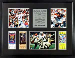 Oakland Raiders "Just Win, Baby!" Super Bowl Tickets Framed Display