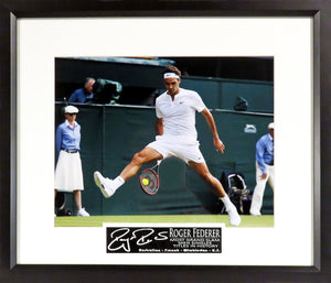 Roger Federer 11x14 "Between the Legs Shot" Framed Photograph (Engraved Series)