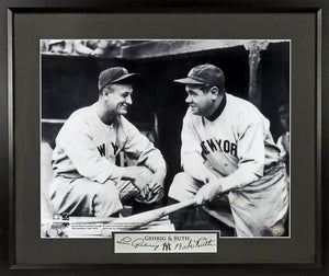 Babe Ruth & Lou Gehrig "Dugout Steps" Framed Photograph (Engraved Series)