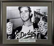 Load image into Gallery viewer, Los Angeles Dodgers Sandy Koufax &quot;4 No-Hitters&quot; Framed Photograph (Engraved Series)
