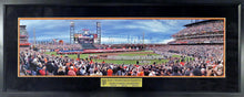 Load image into Gallery viewer, San Francisco Giants AT&amp;T Park World Series Framed Panoramic w/ “2010-2012-2014 Champions” Plate
