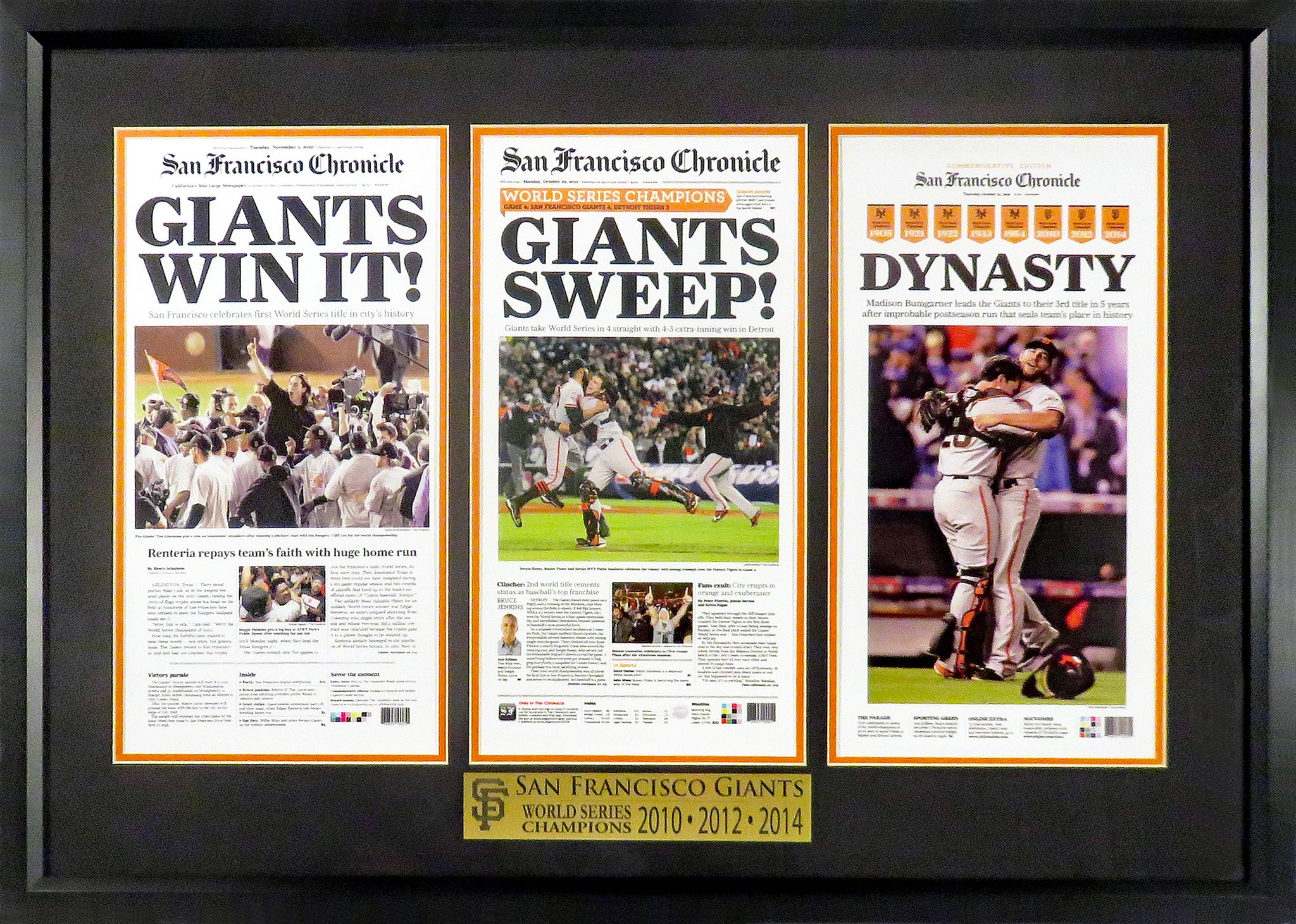 San Francisco Giants 2010-2012-2014 World Series Champions Mini-Newspa –  Behind the Glass, LLC