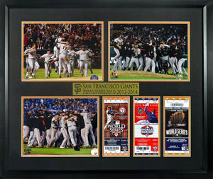 San Francisco Giants “ World Series Champions 2010-2012-2014" Framed Dynasty Display (w/Replica Game Day Tickets)