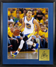 Load image into Gallery viewer, Golden State Warriors Stephen Curry &quot;CHAMP &amp; MVP&quot; Framed Photo (Engraved Series)
