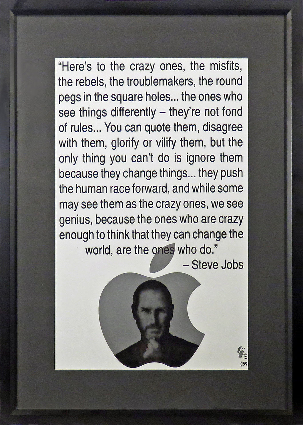 Steve Jobs “The Crazy Ones” Poster Framed  (Engraved Series)