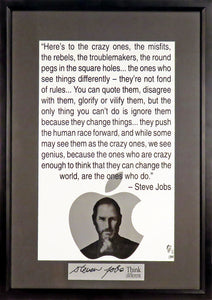 Steve Jobs “The Crazy Ones” Poster Framed  (Engraved Series)