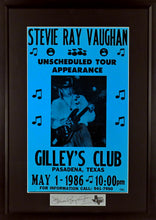 Load image into Gallery viewer, Stevie Ray Vaughan @ Gilley&#39;s Framed Concert Poster (Engraved Series)
