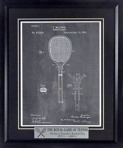 Tennis Racket 1892 Patent 11x14 Framed Print (w/ "THE ROYAL GAME OF TENNIS" Plate)