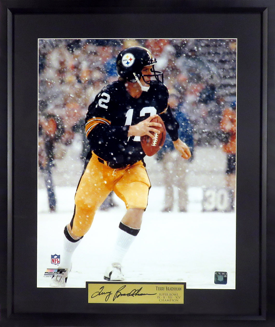 Terry Bradshaw “Snow Game” Framed Photograph (Engraved Series)