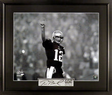 Load image into Gallery viewer, Tom Brady “G.O.A.T” B&amp;W Framed Photograph Engraved Series
