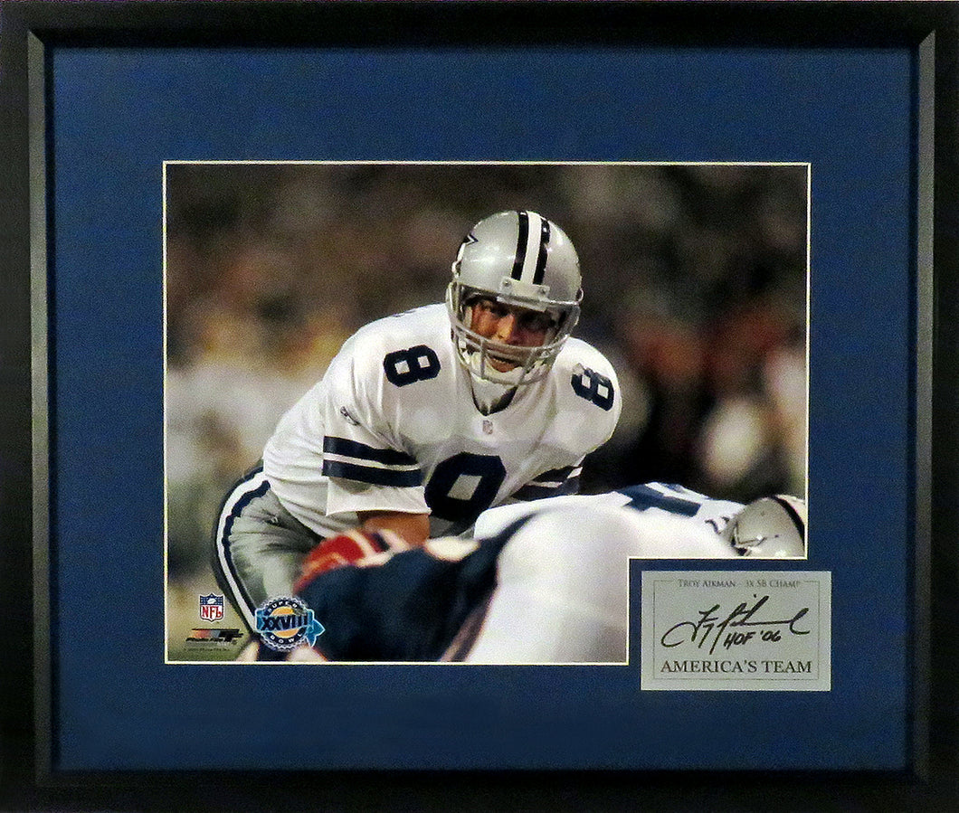 Troy Aikman “3x SB Champ” Framed Photograph Engraved Series