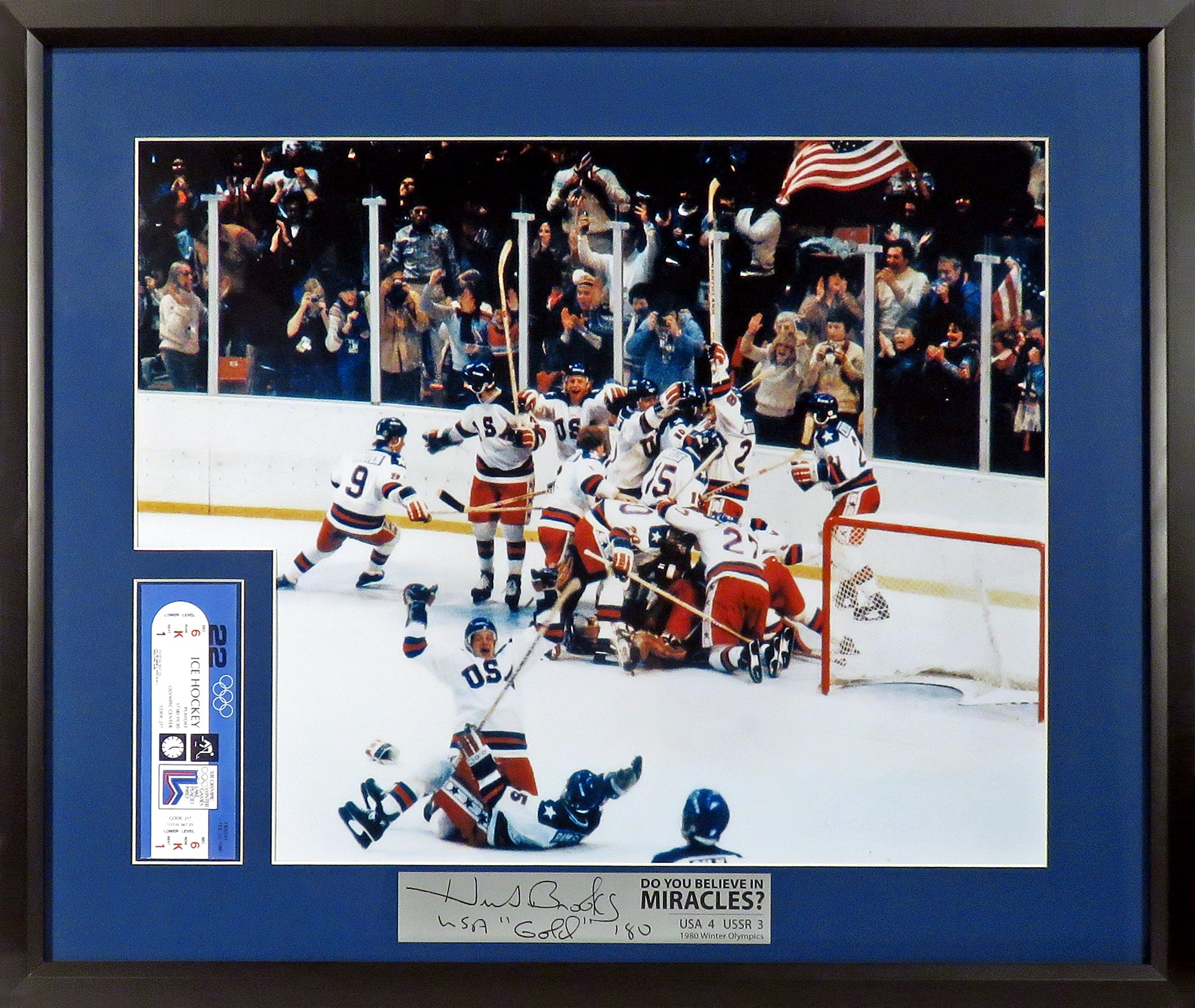 Team USA Jersey worn by Bill Baker of the U.S. Hockey Team during the 1980  Winter Olympics