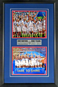 USA Women’s Soccer "2015 & 2019 World Cup Champions" Framed Stack Display