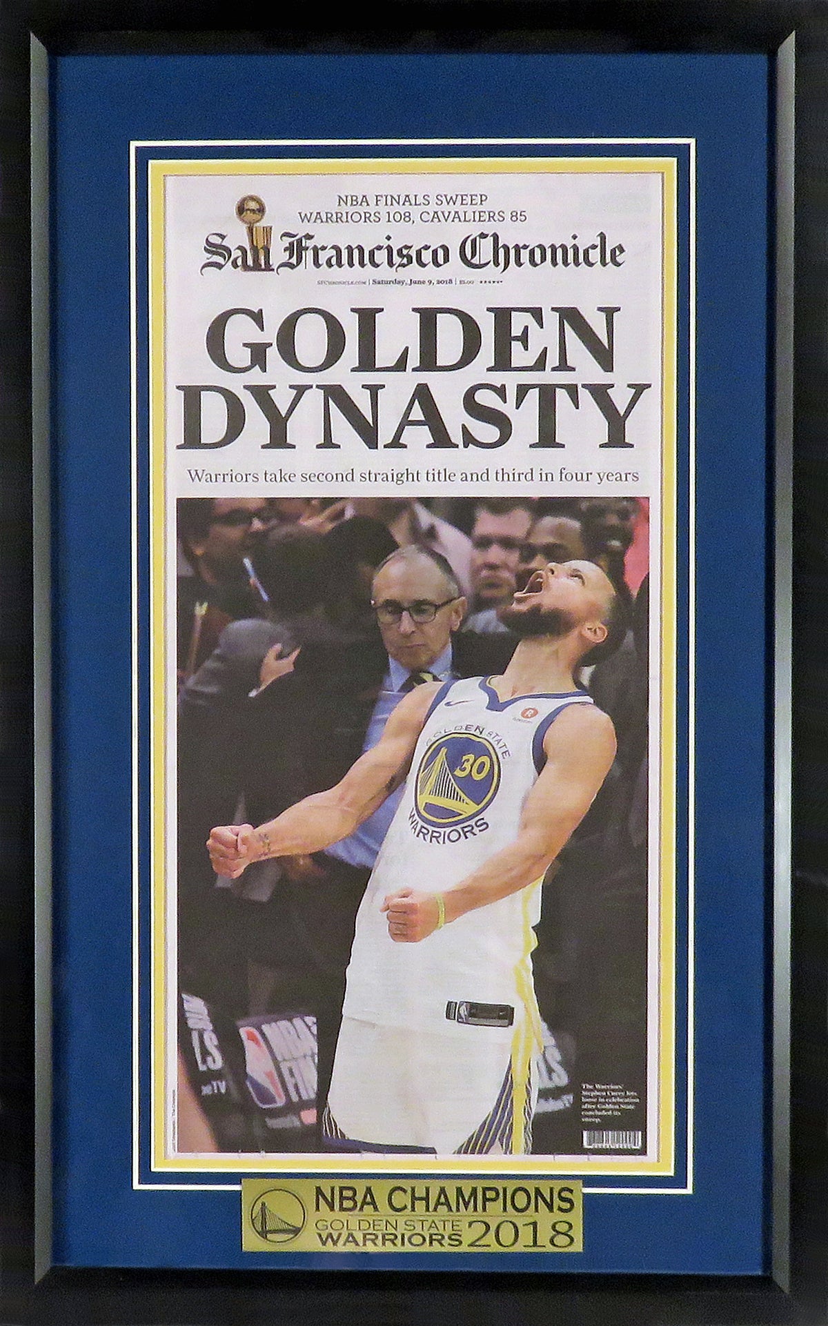 Golden State Warriors 2018 NBA Championship Newspaper Framed