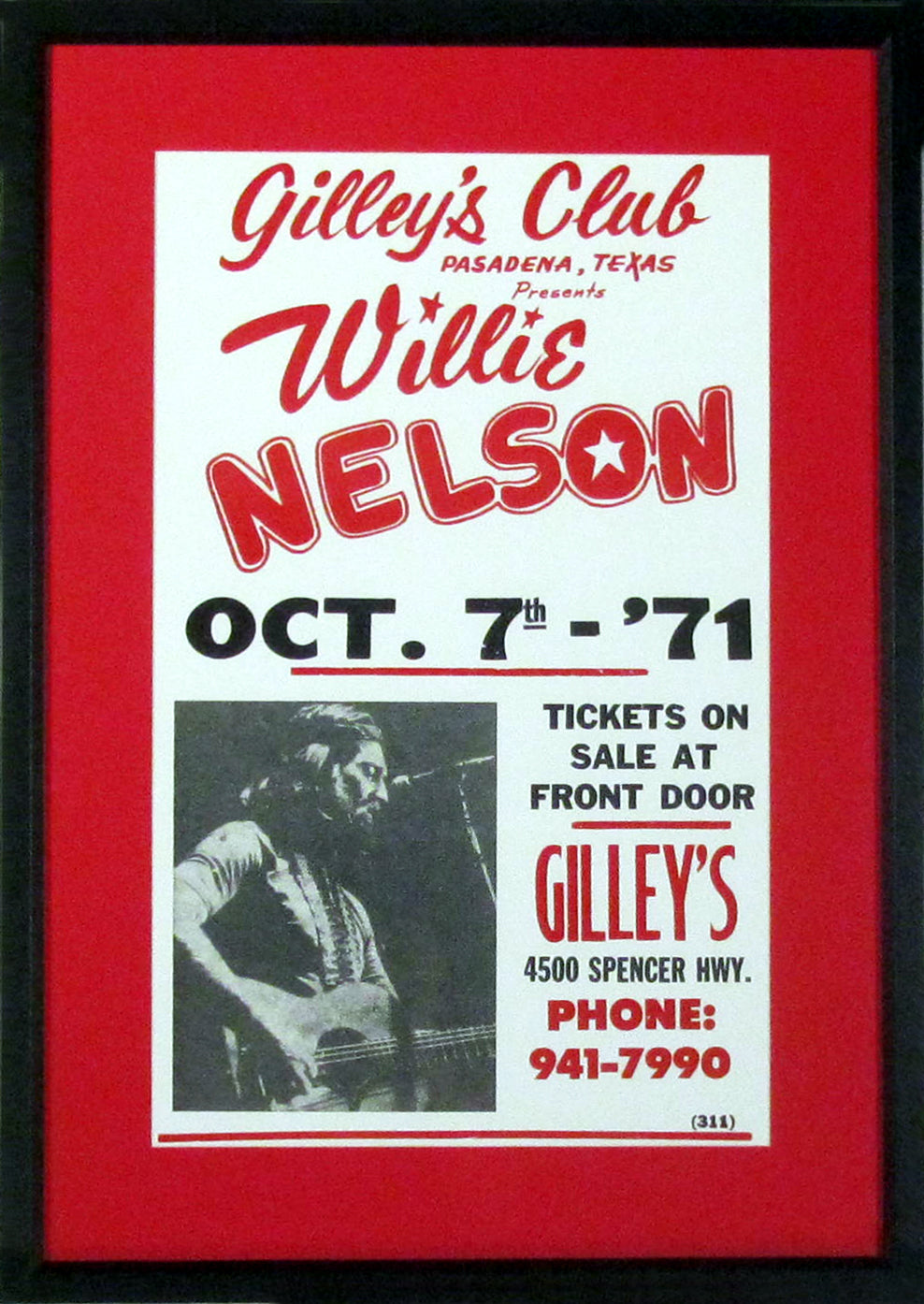 Willie Nelson Framed Concert Poster (Engraved Series)
