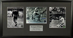 New York Giants Y.A. Tittle Autographed “Agony of Defeat” Triple Display Framed